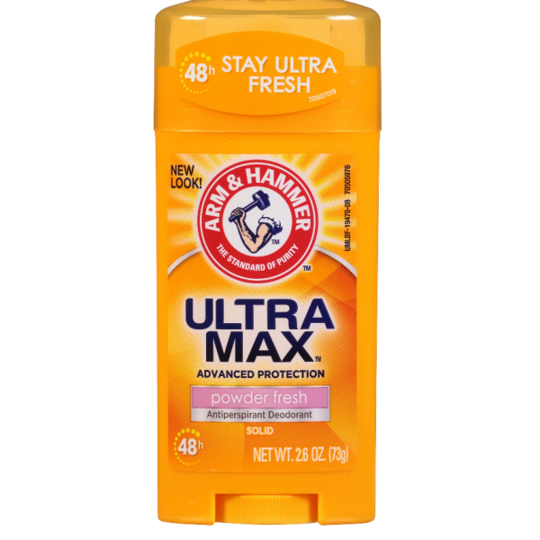 Arm & Hammer Ultra Max Antiperspirant Deodorant, Invisible Solid, Powder Fresh