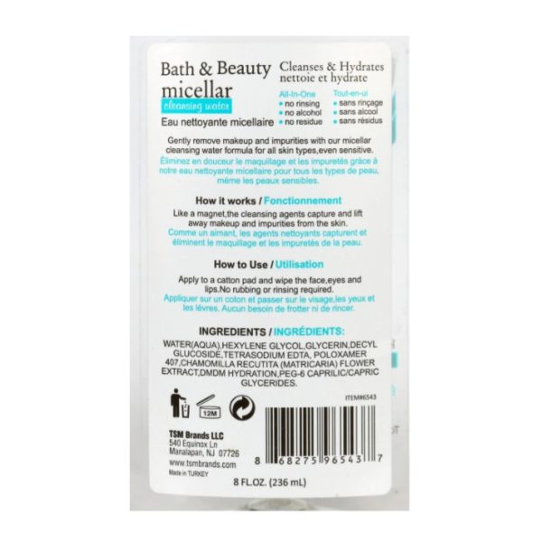 Bath & Beauty Micellar Cleansing Water, 8-oz. Bottles