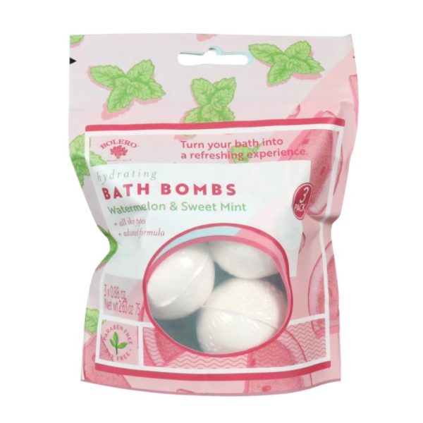 Bolero Hydrating Watermelon & Sweet Mint Bath Bombs, 3-ct. Packs