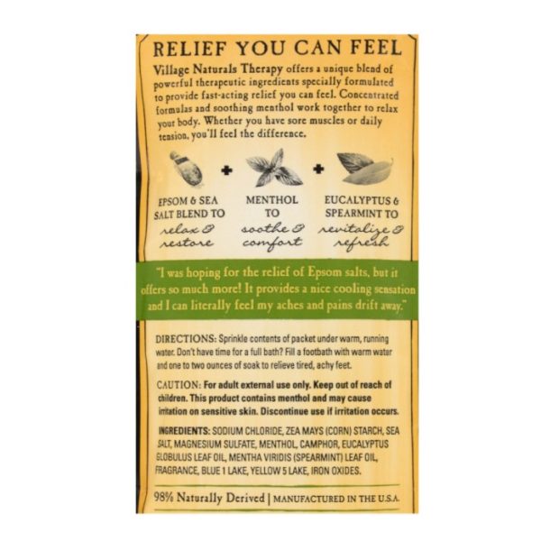 Village Naturals Therapy Aches & Pains Muscle Relief Concentrated Mineral Bath Soak, 2-oz. Packets