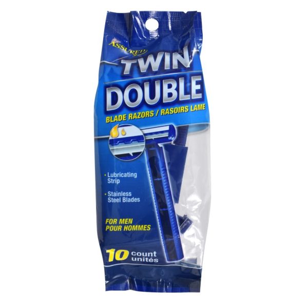 Assured Twin Blade Disposable Razors with Lubricating Strips
