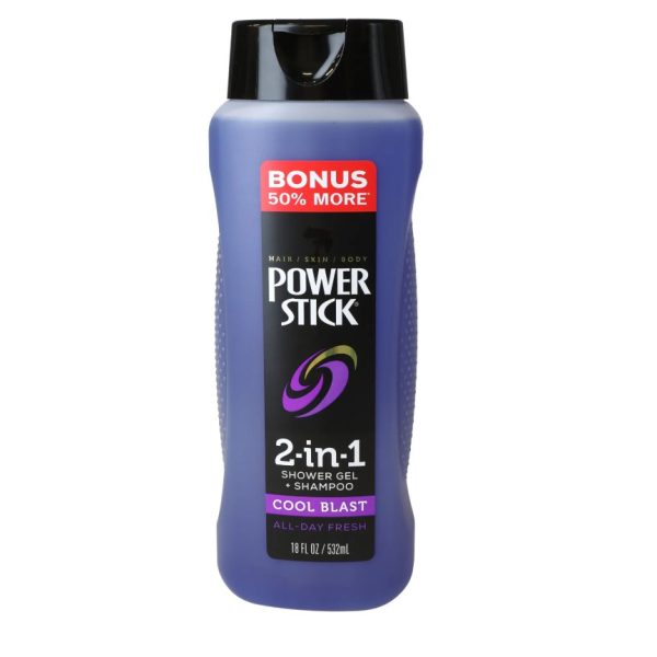 Power Stick Cool Blast 2-in-1 Shower Gel and Shampoo, 18 oz.