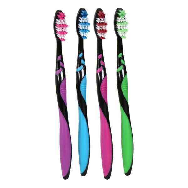 Pro-Teque Black Colorful Medium-Bristle Toothbrushes - 2ct.