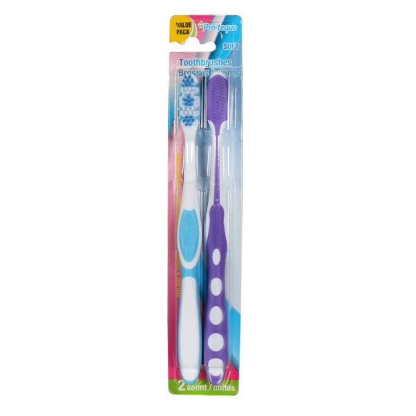 Pro-Teque Soft-Bristle Neon Toothbrushes, 2ct. Value Packs