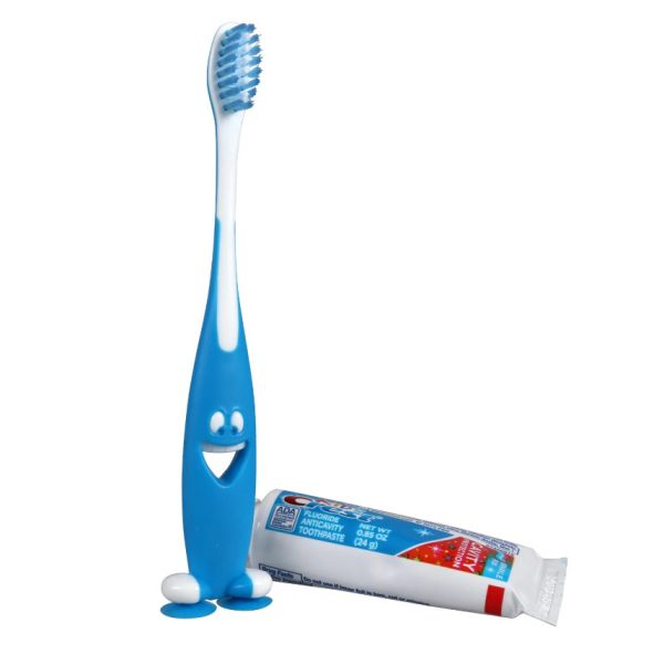 Smiley Gripper Kid's Toothbrush with Crest Toothpaste